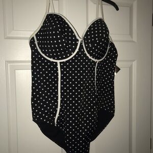Shape FX Black and White Polka Dot Swimsuit